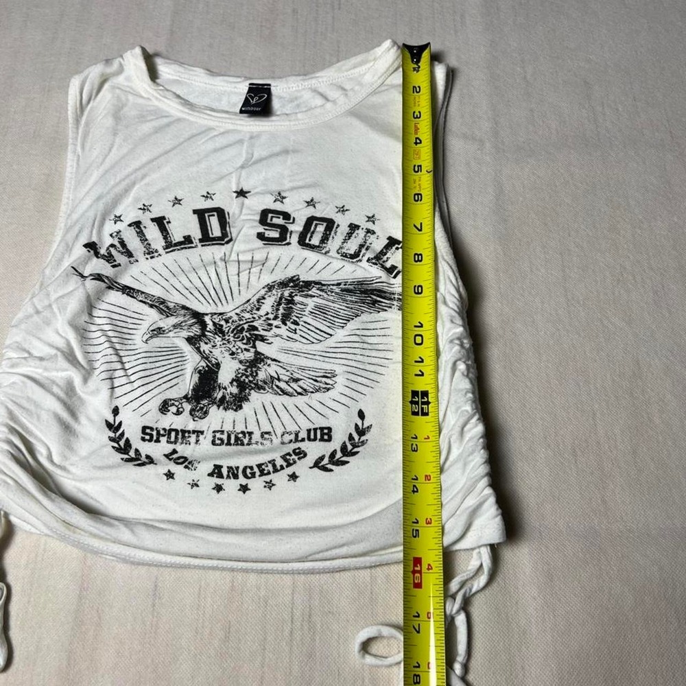 Windsor white crop top with black eagle graphic - Picture 4 of 8
